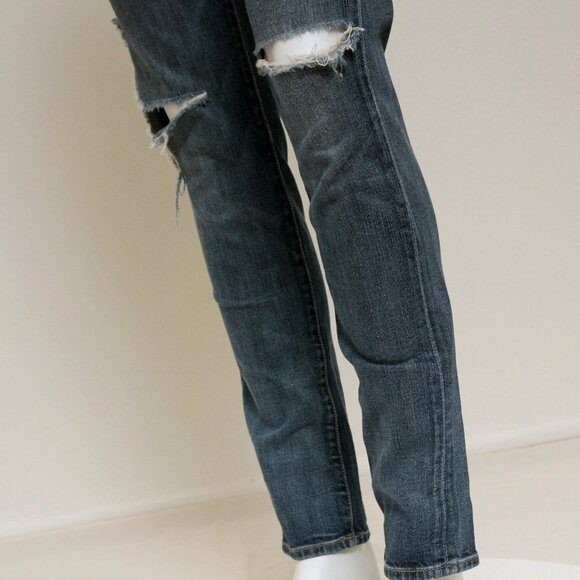 7 For All Mankind Josefina Distressed Mid Rise Straight Leg Jeans - Picture 5 of 15
